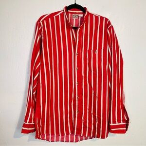 Vintage Men's Western Frontier Size Small S Button Down Shirt Striped Red White